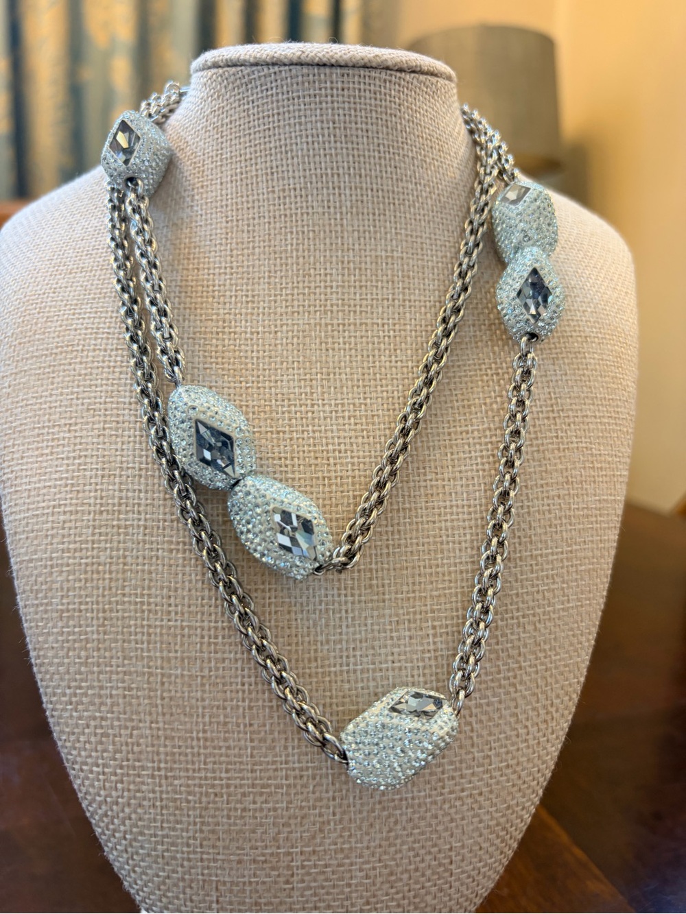 Atelier Swarovski core collection 
Moselle Silver Crystal Station Necklace